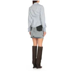 Hellblaue Asymmetrische Kragenbluse