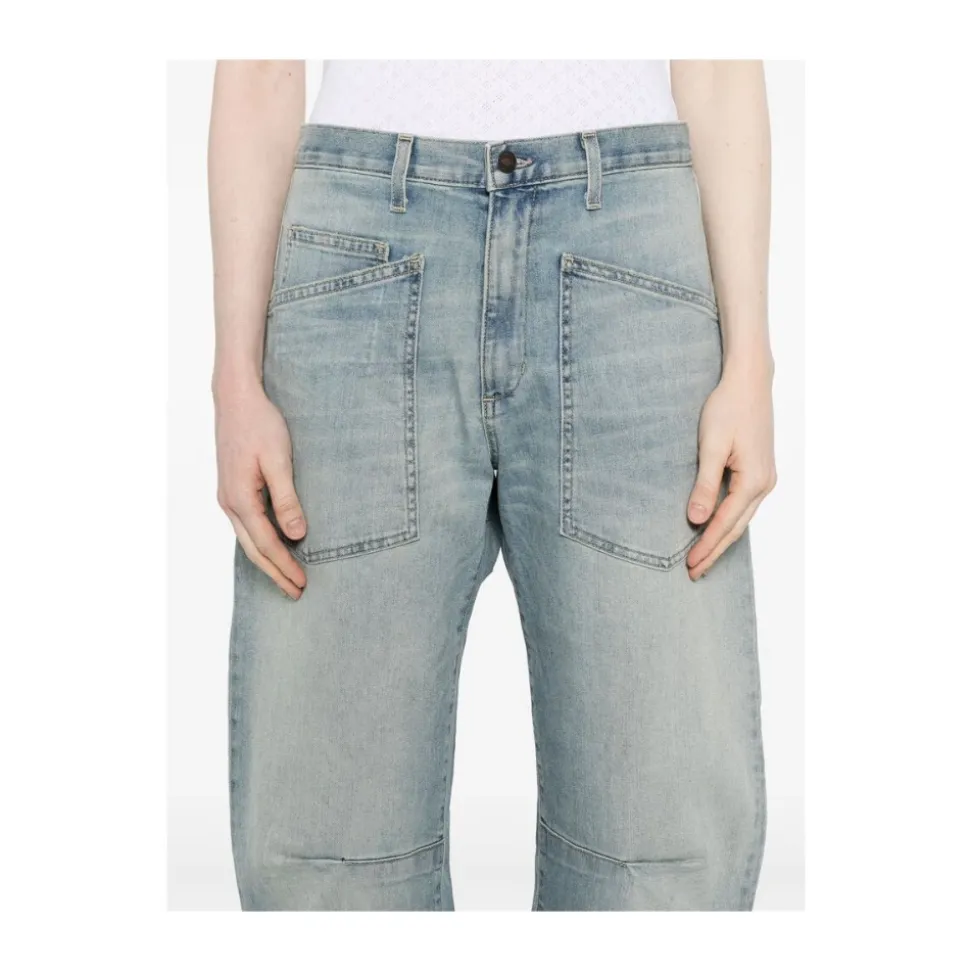 Hellblaue Klassische Fünf-Pocket-Jeans