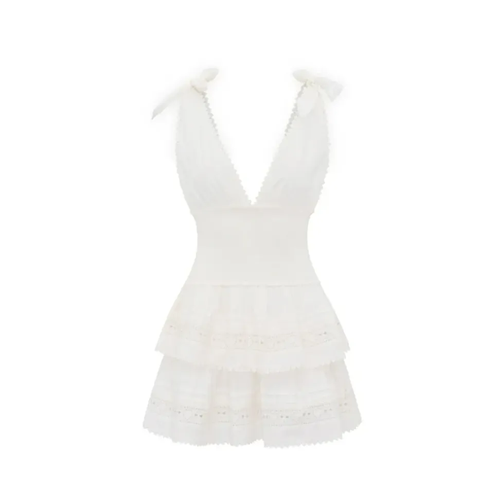 Herz Spitze Baumwoll Mini Kleid