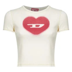 Herzförmiges D-Motiv T-Shirt