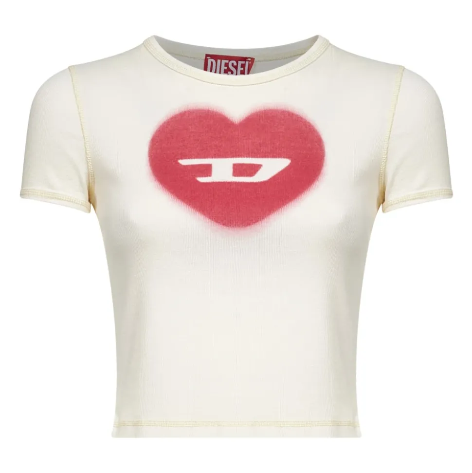Herzförmiges D-Motiv T-Shirt