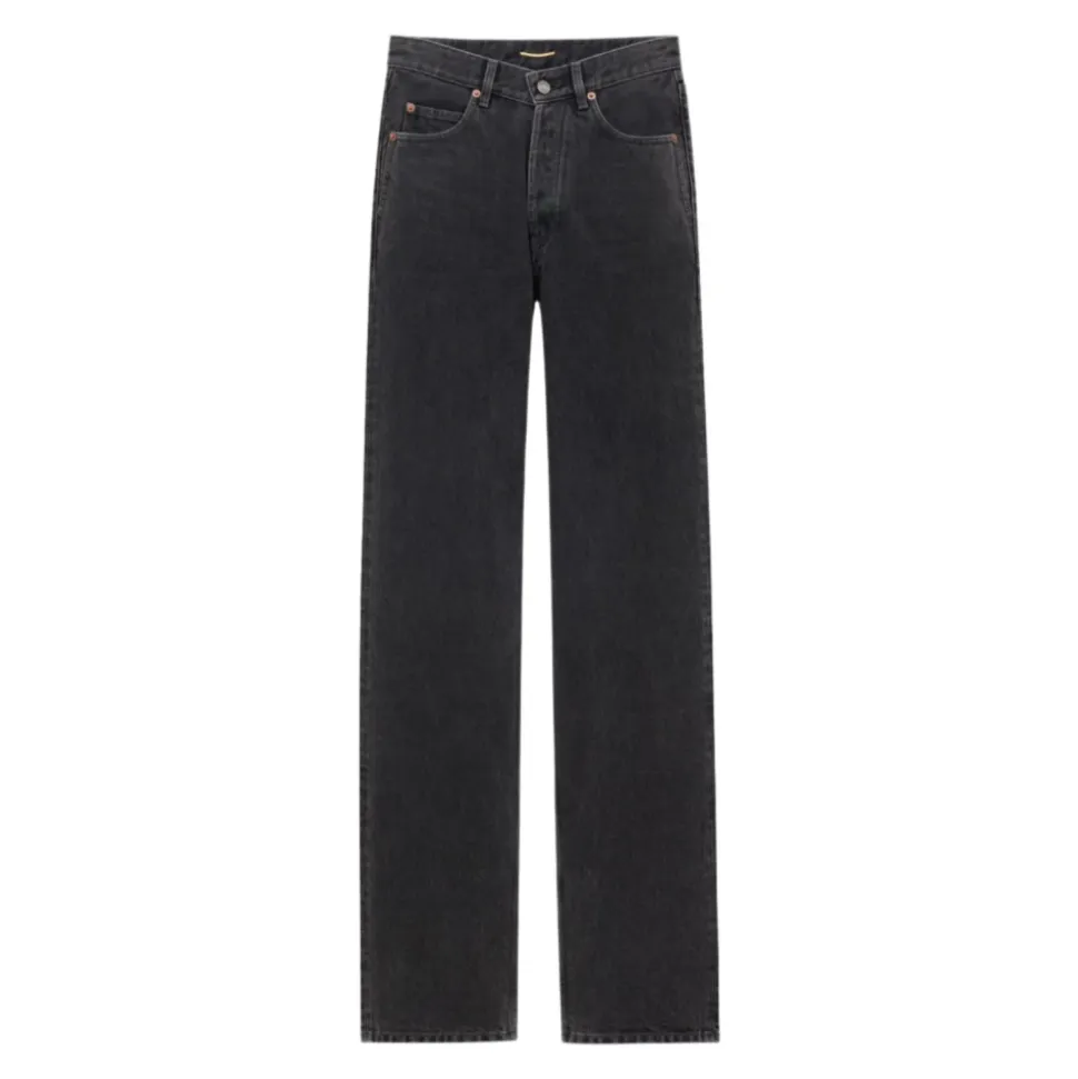 High-Waist Baggy Jeans in Schwarzem Denim