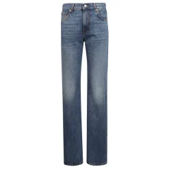 High-Waist Denim Jeans, gerader Saum