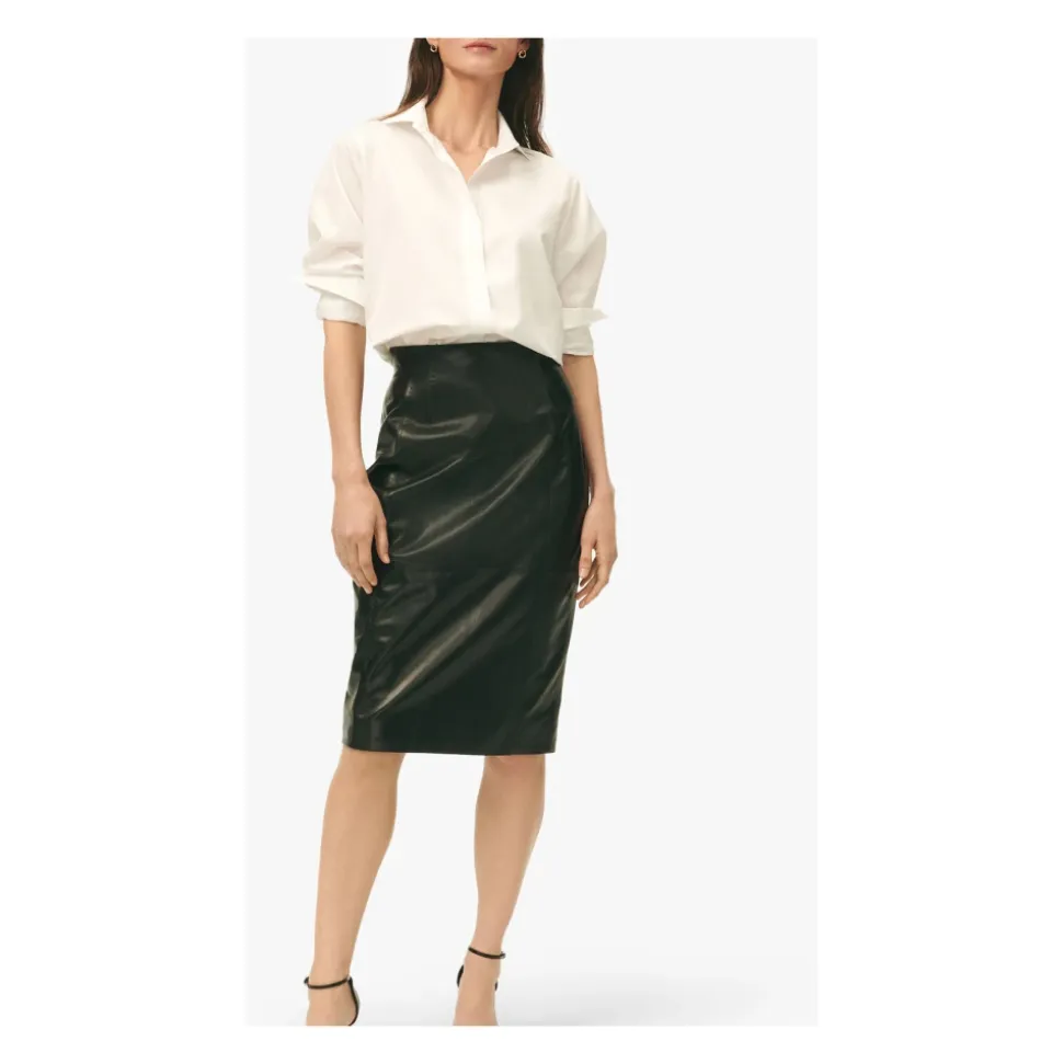 High-Waisted Leder Bleistiftrock