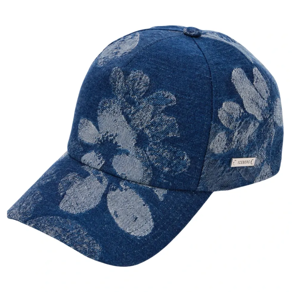 Indigo Floral Jacquard Denim Baseball Cap