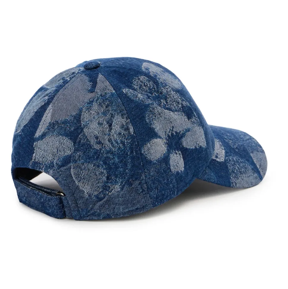 Indigo Floral Jacquard Denim Baseball Cap