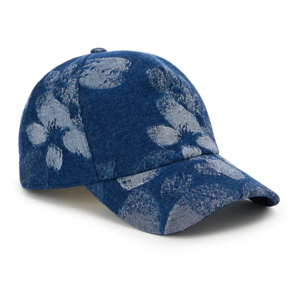 Indigo Floral Jacquard Denim Baseball Cap