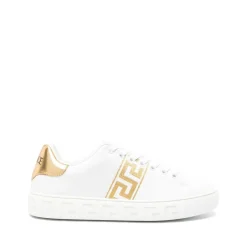 Ivory White Gold Sneakers Greca Bestickt