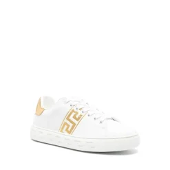 Ivory White Gold Sneakers Greca Bestickt
