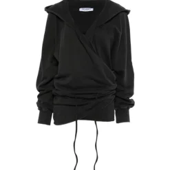 Kapuzenkleid mit Kordelzug und V-Ausschnitt