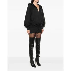 Kapuzenkleid mit Kordelzug und V-Ausschnitt