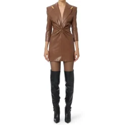 Kleid in Knitterlederoptik mit Revers