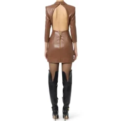 Kleid in Knitterlederoptik mit Revers