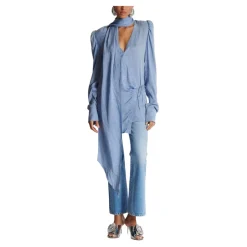 Kleid mit Schlangenmuster aus Seidenjacquard und Bindedetail