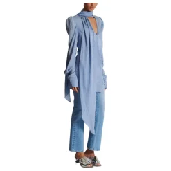 Kleid mit Schlangenmuster aus Seidenjacquard und Bindedetail