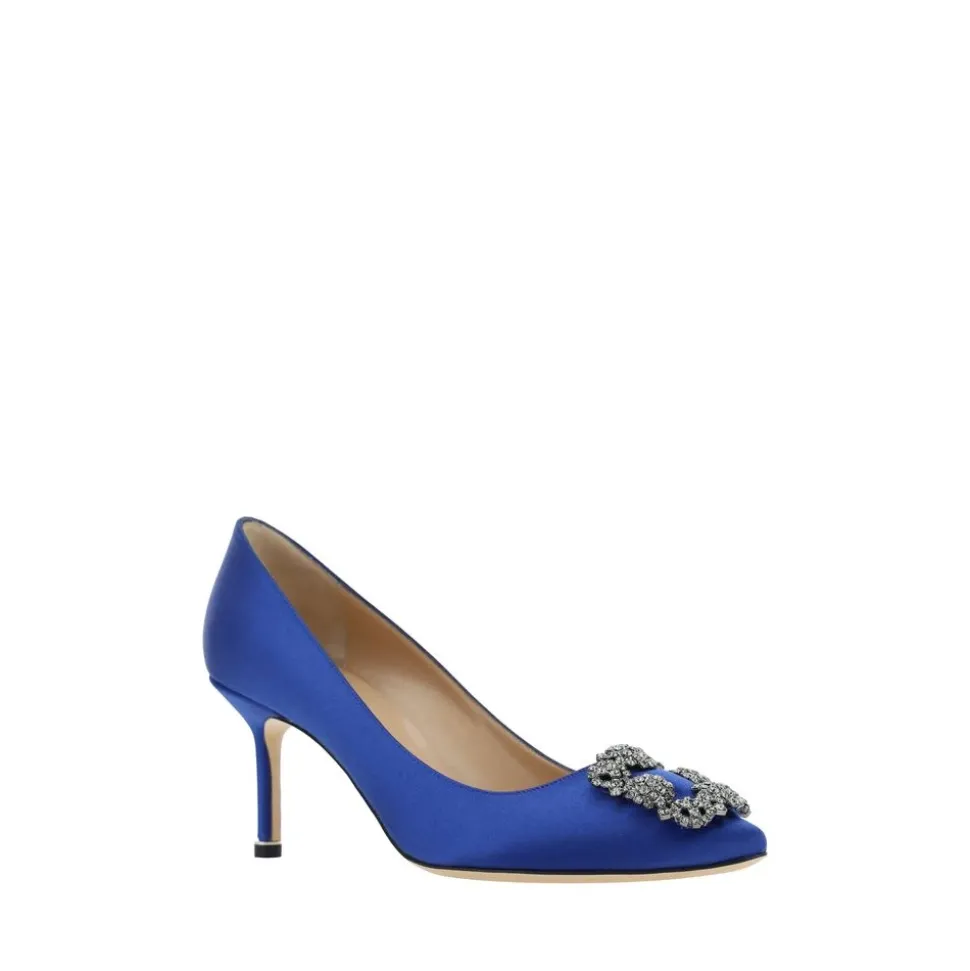 Kristall Schnalle Seidensatin Pumps