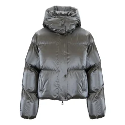 Kurze Daunenjacke mit hohem Kragen