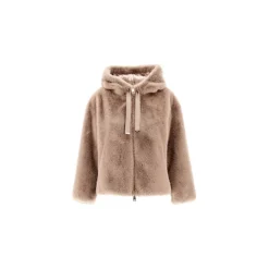 Kurze Jacke mit Kunstpelz und Kapuze