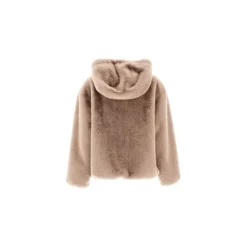 Kurze Jacke mit Kunstpelz und Kapuze