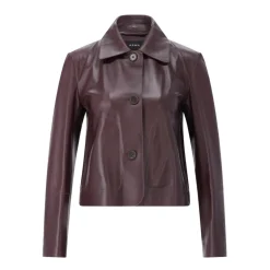 Kurze Lederjacke mit Hornknöpfen