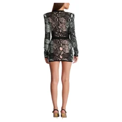 Kurzes Kleid mit Schnürung und Schlangenleder-Jacquardmuster