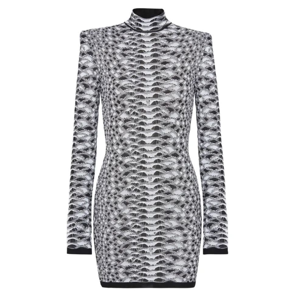 Kurzes Strickkleid mit Schlangenmuster