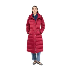 Lange Daunenjacke mit Kapuze