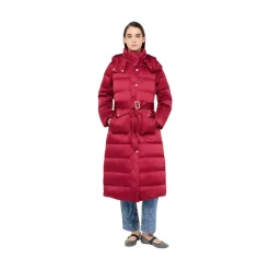 Lange Daunenjacke mit Kapuze