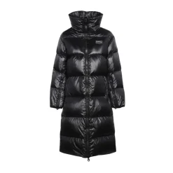 Lange Daunenjacke mit Stehkragen