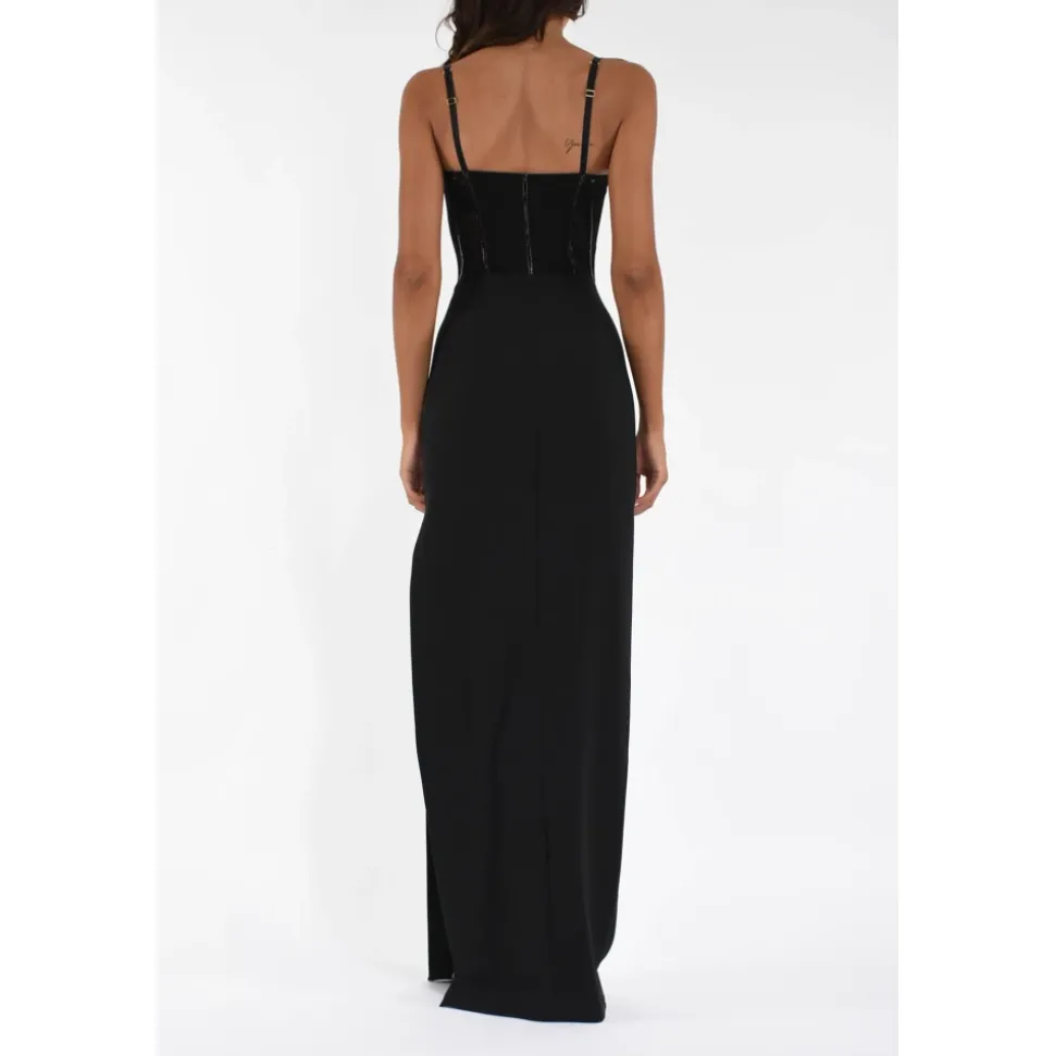 Langes Kleid aus Crêpe und Tüll
