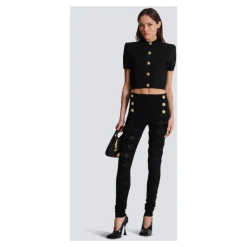 Leggings mit Diamantmuster und 6 Knöpfen