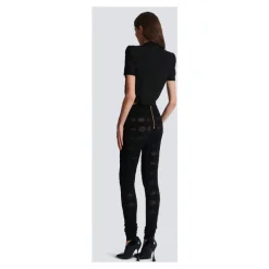 Leggings mit Diamantmuster und 6 Knöpfen