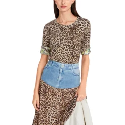 Leopardenmuster T-Shirt in enger Passform