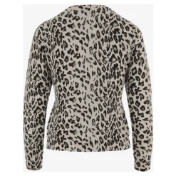 Leopardenmuster Woll-Kaschmir-Strickjacke