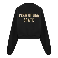 Logo Fleece Cropped Sweatshirt Schwarz