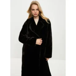 Luxuriöser Kunstpelzmantel Freya - Schwarz