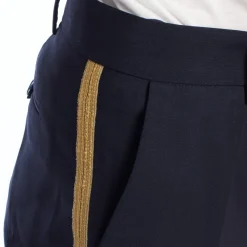 Maßgeschneiderte gerade Hose mit dekorativem Seitenband