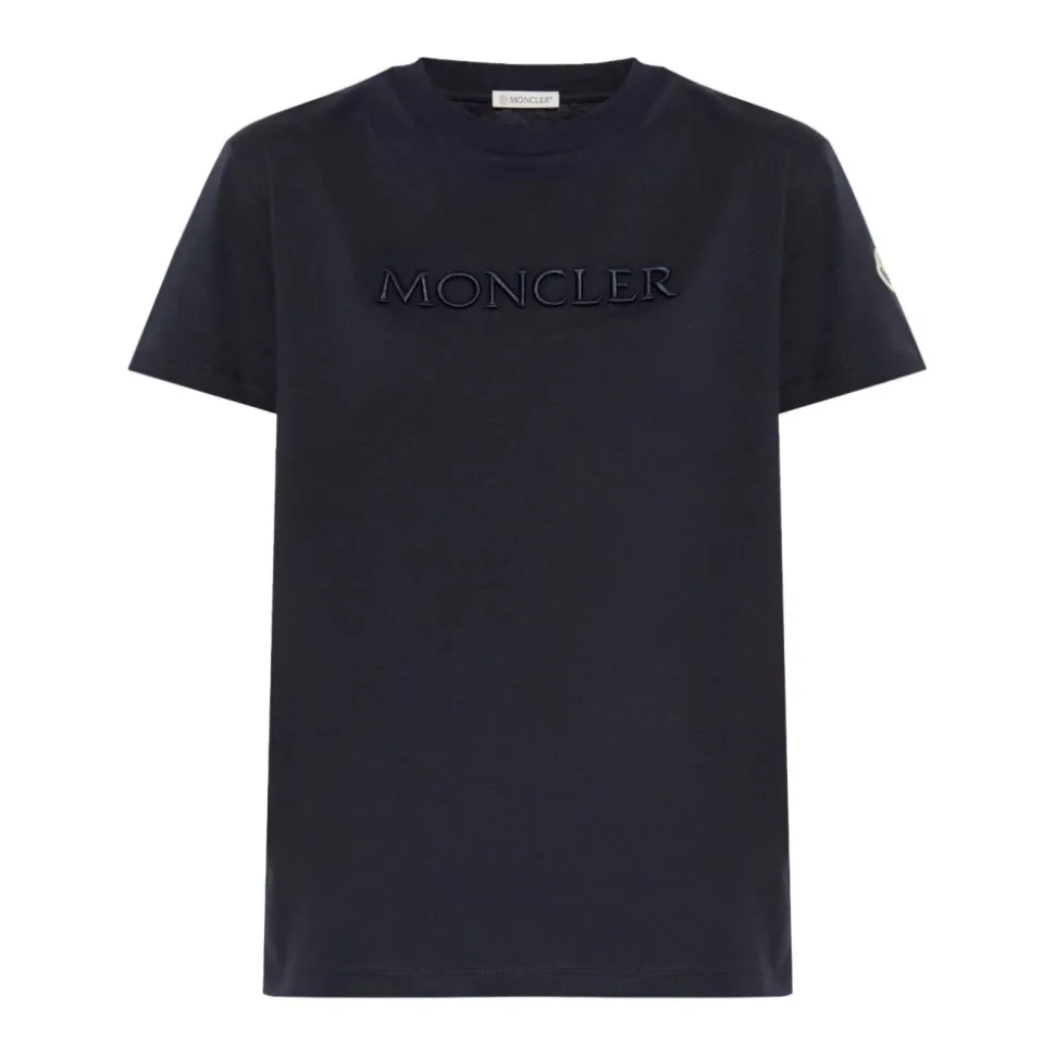 Marineblaues T-Shirt mit Logo-Patch