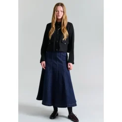 Maxi Rock Dunkel Jeans Blau