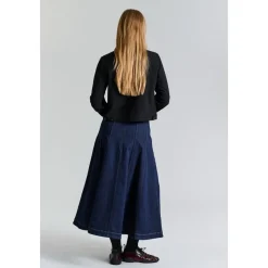 Maxi Rock Dunkel Jeans Blau
