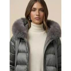 Midi-Daunenjacke mit Kapuze