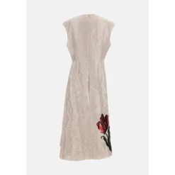 Midikleid mit Blumenmuster aus strukturiertem Satin mit Drapierung