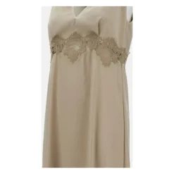 Midikleid mit V-Ausschnitt und Spitzeneinsatz