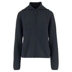 Navy Wolle Kaschmir Reißverschluss Pullover