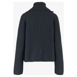 Navy Wolle Kaschmir Reißverschluss Pullover