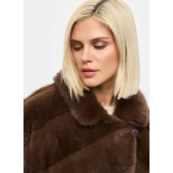 Oversized Faux Fur Mantel - Braun