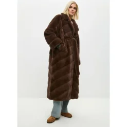 Oversized Faux Fur Mantel - Braun