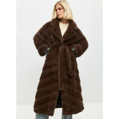 Oversized Faux Fur Mantel - Braun