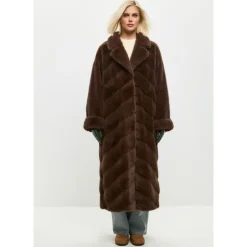 Oversized Faux Fur Mantel - Braun