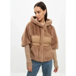 Oversized Kunstfelljacke - Beige